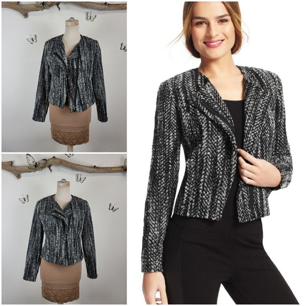 Cabi over the moon tweed wool moto jacket 529